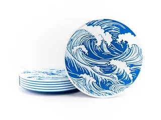 Set 6 Sottobicchieri “Onda” – Stile Hokusai con Portasottobicchieri